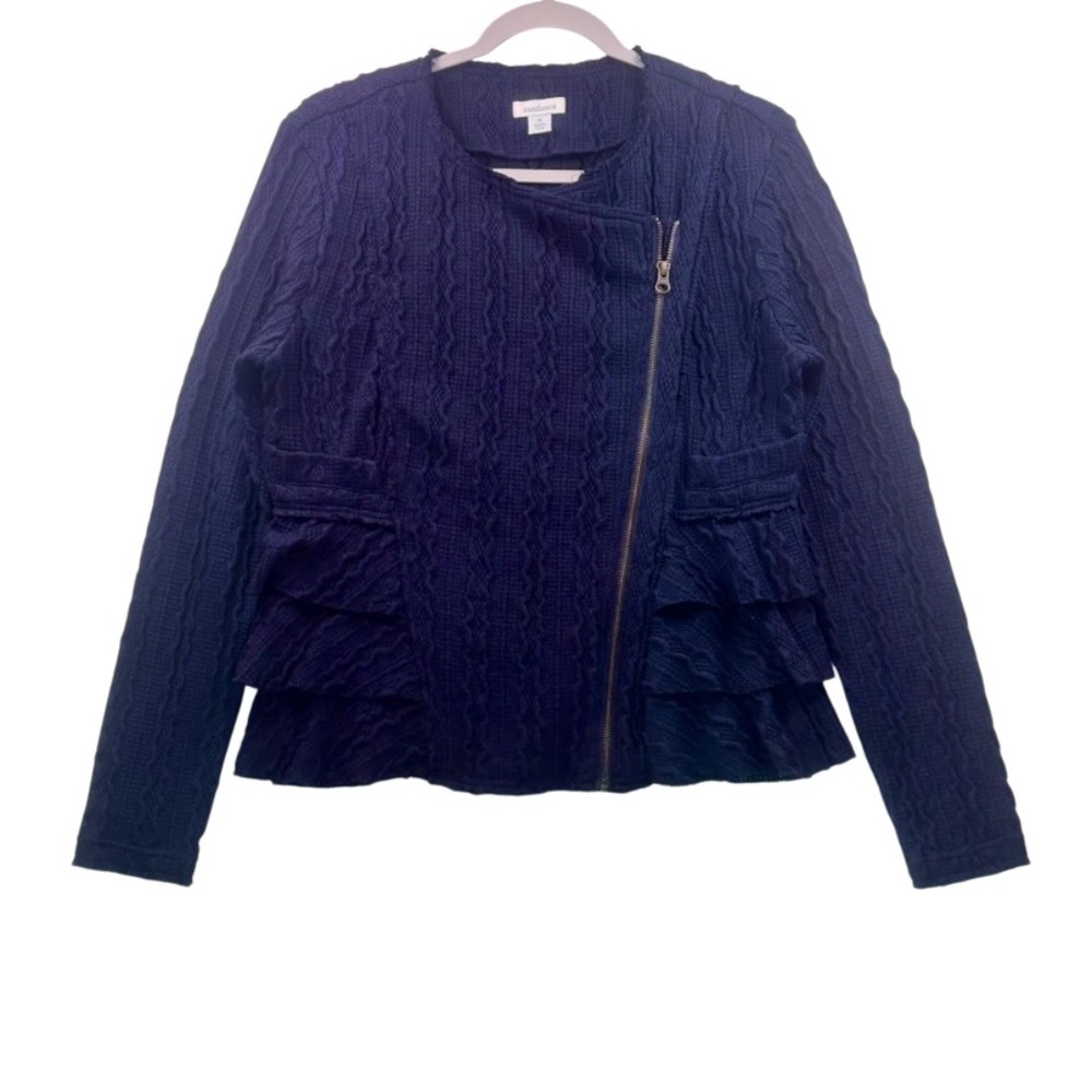 Sundance Navy Textured Ruffle Jacket – Size M – Excellent Condition - Picture 9 of 16